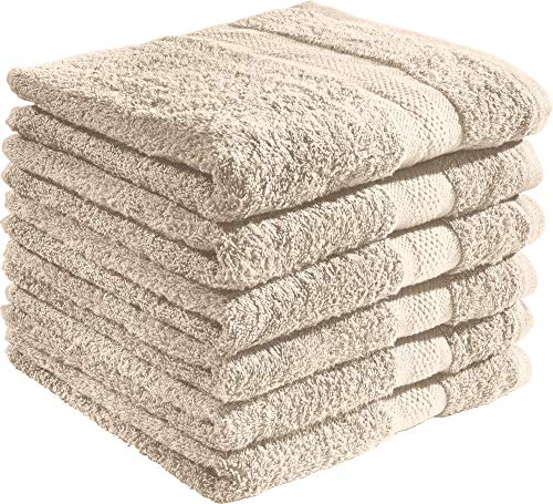 REDBEST Handtuchset, Frottierset 6er-Pack Chicago - saugstark, strapazierfähig, ideal für Reisen, Sport - beige Größe 50x100 cm (weitere Farben) von REDBEST