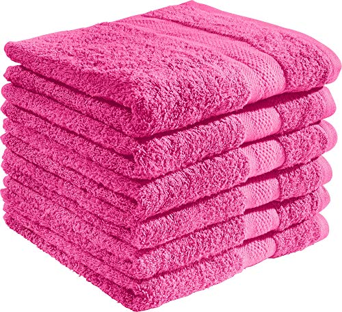 REDBEST Handtuchset, Frottierset 6er-Pack Chicago - saugstark, strapazierfähig, ideal für Reisen, Sport - pink Größe 50x100 cm (weitere Farben) von REDBEST