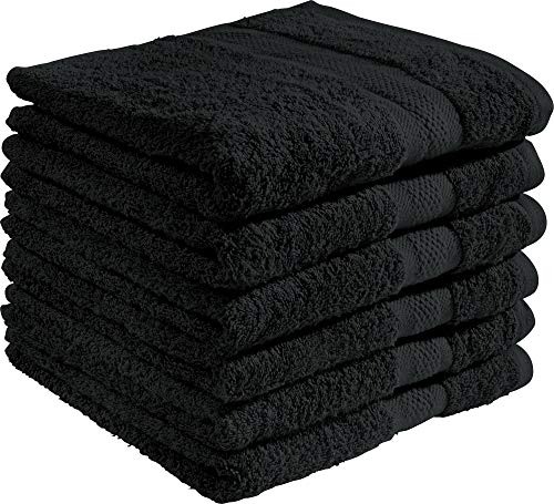REDBEST Handtuchset, Frottierset 6er-Pack Chicago schwarz Größe 50x100 cm - saugstark, strapazierfähig, ideal für Reisen, Sport (weitere Farben) von REDBEST