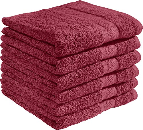 REDBEST Handtuchset, Frottierset 6er-Pack Chicago - saugstark, strapazierfähig, ideal für Reisen, Sport - weinrot Größe 50x80 cm (weitere Farben) von REDBEST