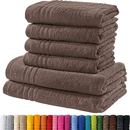 REDBEST Handtuchset, Frottierset New York 6-TLG. Taupe - leichte, weiche Qualität, saugstark, sehr strapazierfähig, 100% Baumwolle (weitere Farben) von REDBEST