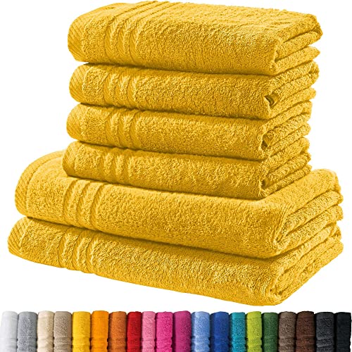 REDBEST Handtuchset, Frottierset New York 6-TLG. gelb - leichte, weiche Qualität, saugstark, sehr strapazierfähig, 100% Baumwolle (weitere Farben) von REDBEST