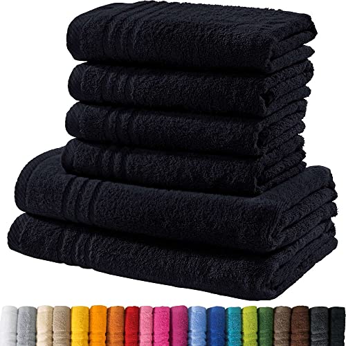 REDBEST Handtuchset, Frottierset New York 6-TLG. schwarz - leichte, weiche Qualität, saugstark, sehr strapazierfähig, 100% Baumwolle (weitere Farben) von REDBEST