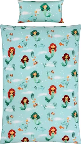 REDBEST Kinder-Bettwäsche Renforcé türkis Größe 1x 135x200 cm + 1x 40x80 cm von REDBEST