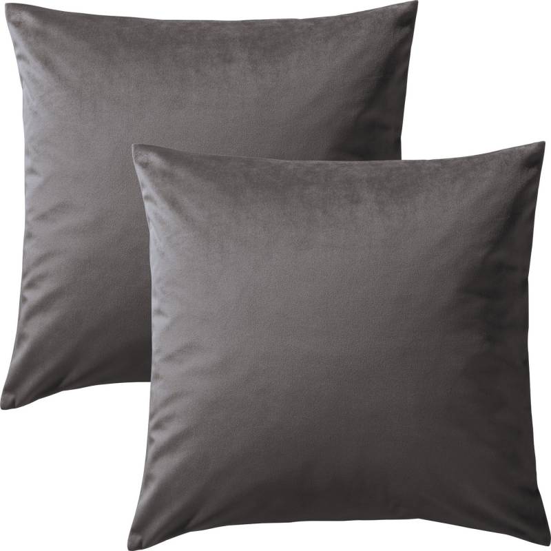 REDBEST Kissenbezug Kissenhülle "Kingsville" im 2er-Pack, Nicky-Velours Uni von REDBEST