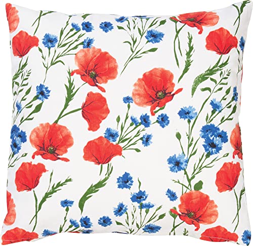 REDBEST Kissenhülle, Kissenbezug 100% Baumwolle Mohnblume Größe 40x40 cm - Robustes, glattes Gewebe, mit Reißverschluss (weitere Größen) von REDBEST