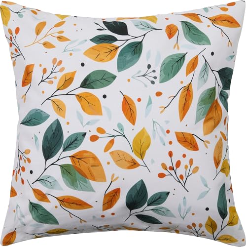 REDBEST Kissenhülle Blätter bunt Größe 50x50 cm - pflegeleicht, langlebig und hohe Strapazierfähigkeit von REDBEST