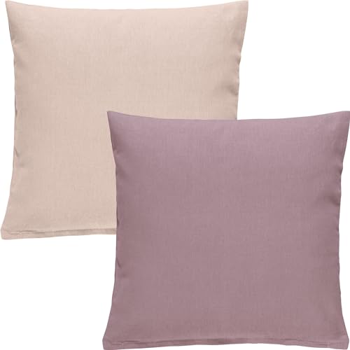 REDBEST Kissenhülle Tulsa 2er-Pack Baumwolle Altrose/Mauve Größe 50x50 cm von REDBEST