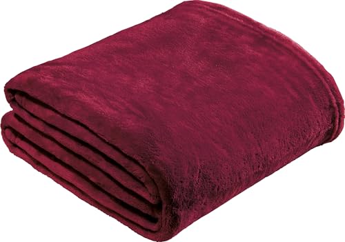 REDBEST Microfaserdecke Amarillo, Fleece-Wohndecke, Sofadecke Bordeaux Größe 150x200 cm - kuscheliger Teddyfleece, extra weich warm, pflegeleicht, waschbar von REDBEST