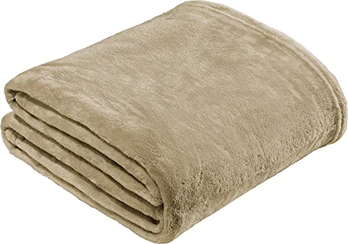 REDBEST Microfaserdecke Amarillo, Fleece-Wohndecke, Sofadecke beige Größe 130x180 cm - kuscheliger Teddyfleece, extra weich warm, pflegeleicht, waschbar von REDBEST