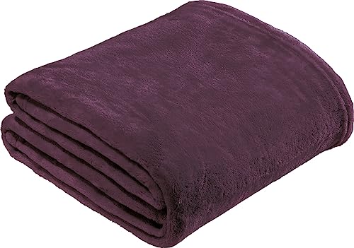 REDBEST Microfaserdecke Amarillo, Fleece-Wohndecke, Sofadecke dunkelviolett Größe 150x200 cm - kuscheliger Teddyfleece, extra weich warm, pflegeleicht, waschbar von REDBEST