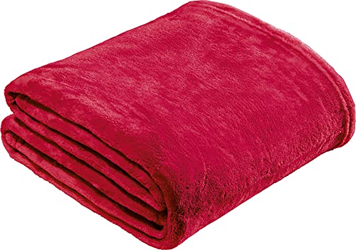 REDBEST Microfaserdecke Amarillo, Fleece-Wohndecke, Sofadecke rot Größe 130x180 cm - kuscheliger Teddyfleece, extra weich warm, pflegeleicht, waschbar von REDBEST