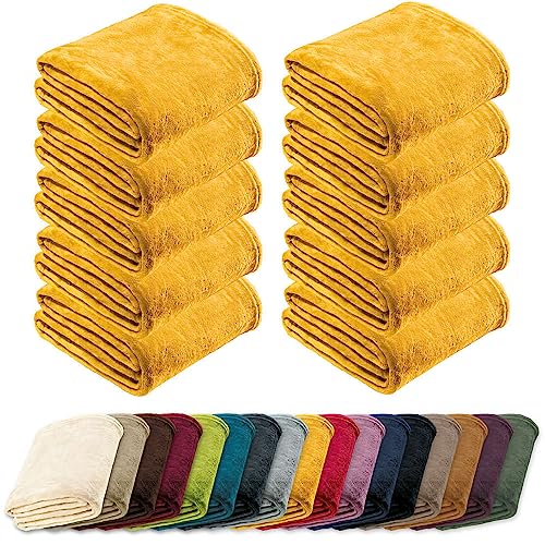 REDBEST Microfaserdecke Amarillo 10er-Pack, Fleece-Wohndecke, Kuscheldecke, Sofadecke gelb Größe 130x180 cm - kuscheliger Teddyfleece, extra weich und warm, pflegeleicht, waschbar von REDBEST