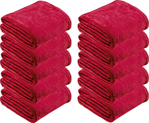 REDBEST Microfaserdecke Amarillo 10er-Pack, Fleece-Wohndecke, Sofadecke rot Größe 150x200 cm - kuscheliger Teddyfleece, pflegeleicht, waschbar von REDBEST