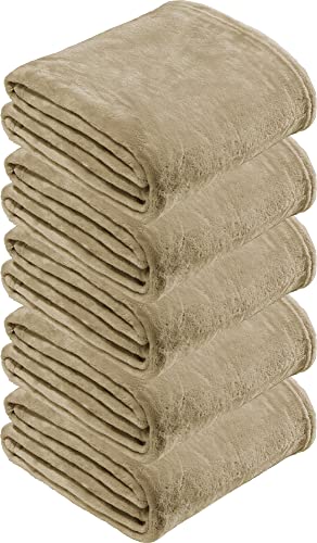 REDBEST Microfaserdecke Amarillo 5er-Pack, Fleece-Wohndecke, Sofadecke beige Größe 150x200 cm - kuscheliger Teddyfleece, pflegeleicht, waschbar von REDBEST