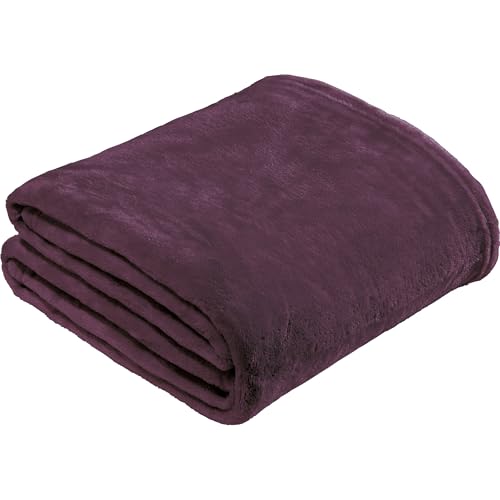 REDBEST Microfaserdecke Amarillo 5er-Pack, Fleece-Wohndecke, Kuscheldecke, Sofadecke dunkelviolett Größe 130x180 cm - kuscheliger Teddyfleece, extra weich und warm, pflegeleicht, waschbar von REDBEST