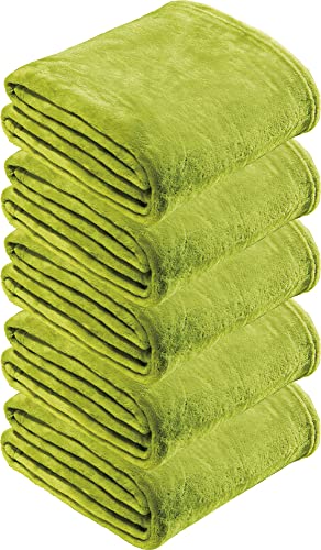 REDBEST Microfaserdecke Amarillo 5er-Pack, Fleece-Wohndecke, Sofadecke grün Größe 130x180 cm - kuscheliger Teddyfleece, pflegeleicht, waschbar von REDBEST