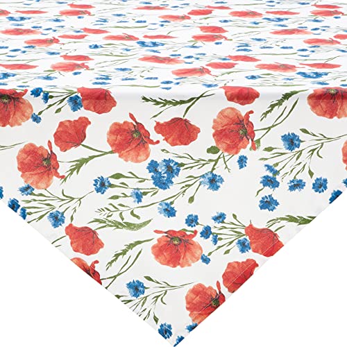 REDBEST Mitteldecke 100% Baumwolle Mohnblume Größe 80x80 cm - Robustes, glattes Gewebe, mit hochwertigem Kuvertsaum (weitere Größen) von REDBEST