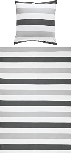 REDBEST Renforcé Bettwäsche-Set grau-Silber-weiß Größe 80x80 cm / 135x200 cm - mit Reißverschluss - atmungsaktiv, strapazierstark - weitere Farben von REDBEST