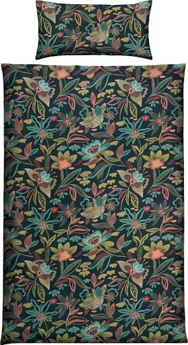 REDBEST Satin Bettwäsche Blumen Oliv Größe 40x80 cm / 135x200 cm - temperaturausgleichend, pflegeleicht, mit Reißverschluss REDBEST Satin Bettwäsche Blumen Oliv Größe 40x80 cm / 135x200 cm - temperaturausgleichend, pflegeleicht, mit Reißverschluss von REDBEST