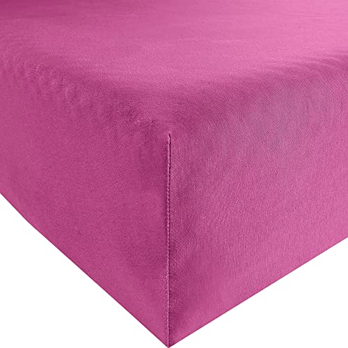 REDBEST Spannbettlaken Denver Elasthan-Jersey-Stretch Fuchsia Größe 140x200 cm - 160x200 cm - besonders weich und anschmiegsam, bügelfrei, mit Rundumgummi von REDBEST