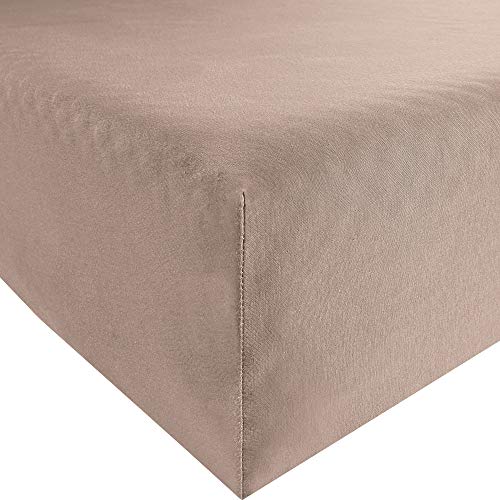 REDBEST Spannbettlaken Denver Elasthan-Jersey-Stretch Taupe Größe 140x200 cm - 160x200 cm von REDBEST