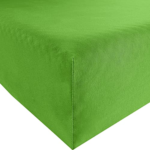 REDBEST Spannbettlaken Denver Elasthan-Jersey-Stretch apfelgrün Größe 90x190 cm - 100x200 cm - besonders weich und anschmiegsam, bügelfrei, mit Rundumgummi REDBEST Spannbettlaken Denver Elasthan-Jersey-Stretch apfelgrün Größe 90x190 cm - 100x200 cm - besonders weich und anschmiegsam, bügelfrei, mit Rundumgummi von REDBEST