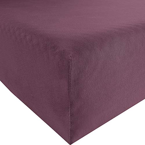 REDBEST Spannbettlaken Denver Elasthan-Jersey-Stretch aubergine Größe 180x200 cm - 200x200 cm von REDBEST