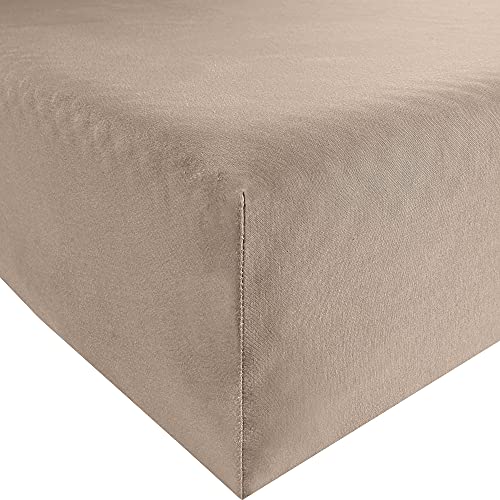 REDBEST Spannbettlaken Denver Elasthan-Jersey-Stretch beige Größe 140x200 cm - 160x200 cm von REDBEST