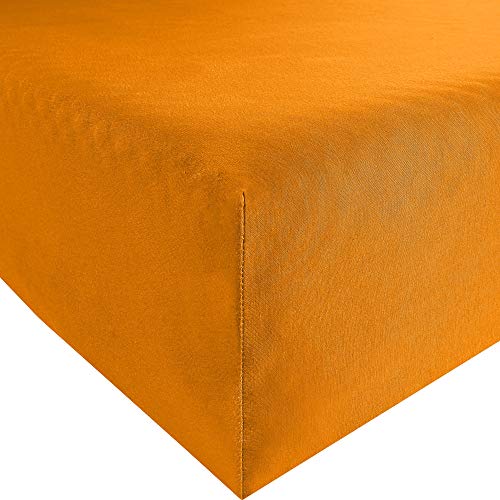 REDBEST Spannbettlaken Denver Elasthan-Jersey-Stretch orange Größe 90x190 cm - 100x200 cm von REDBEST