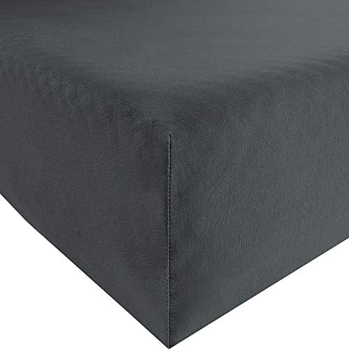 REDBEST Jersey-Stretch Spannbettlaken San Francisco 100% Baumwolle, anthrazit Größe 90x190 cm - 100x200 cm - weiche Qualität, bügelfrei, Rundumgummi, bis 20 cm Höhe von REDBEST