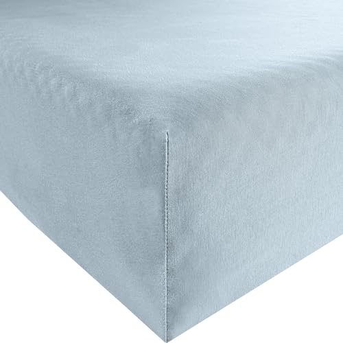 REDBEST Jersey-Stretch Spannbettlaken San Francisco 100% Baumwolle, hellblau Größe 90x190 cm - 100x200 cm - weiche Qualität, bügelfrei, Rundumgummi, bis 20 cm Höhe REDBEST Jersey-Stretch Spannbettlaken San Francisco 100% Baumwolle, hellblau Größe 90x190 cm - 100x200 cm - weiche Qualität, bügelfrei, Rundumgummi, bis 20 cm Höhe von REDBEST