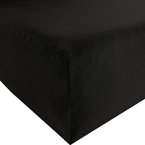 REDBEST Jersey-Stretch Spannbettlaken San Francisco 100% Baumwolle, schwarz Größe 90x190 cm - 100x200 cm - weiche Qualität, bügelfrei, Rundumgummi, bis 20 cm Höhe REDBEST Jersey-Stretch Spannbettlaken San Francisco 100% Baumwolle, schwarz Größe 90x190 cm - 100x200 cm - weiche Qualität, bügelfrei, Rundumgummi, bis 20 cm Höhe von REDBEST