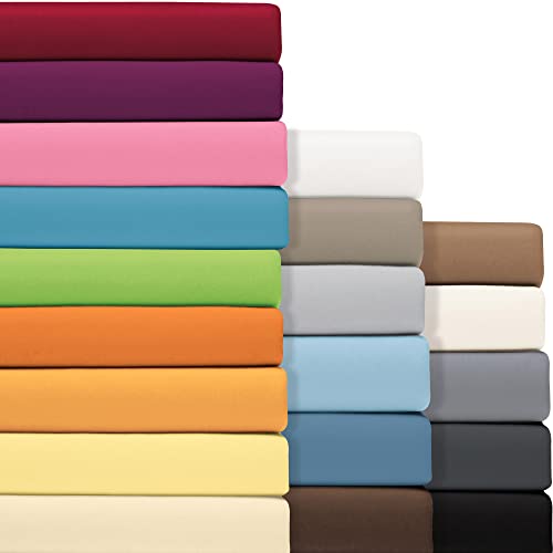 REDBEST Jersey- Stretch Spannbettlaken San Francisco 100% Baumwolle - weiche Qualität, bügelfrei, Rundumgummi, bis 20 cm Höhe - Taupe Größe 140x200-160x200 cm von REDBEST