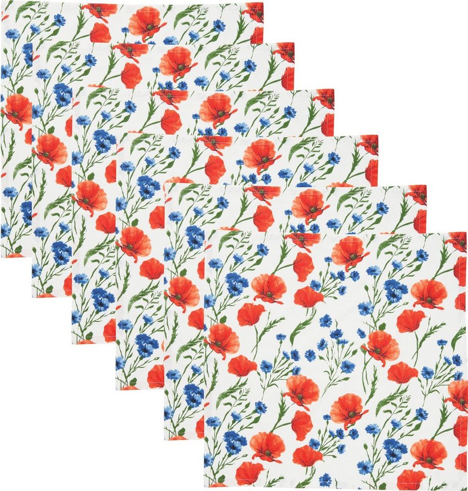 REDBEST Stoffserviette Serviette 6er-Pack, (6 St), Baumwolle Blumen von REDBEST