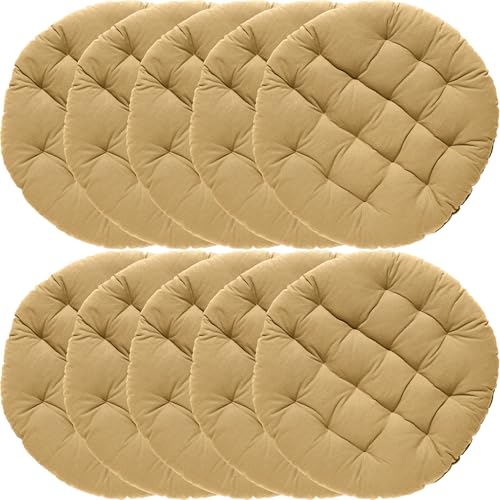 REDBEST Stuhlkissen, Stuhlauflage, Sitzkissen Uni 10er-Pack beige, Größe rund: 37 cm Ø - gesteppt, mit glatten, strapazierstarkem Gewebe (weitere Farben) von REDBEST