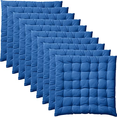 REDBEST Stuhlkissen, Stuhlauflage, Sitzkissen Uni 10er-Pack blau, Größe 40x40x3 cm - gesteppt, mit glatten, strapazierstarkem Gewebe (weitere Farben) von REDBEST