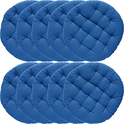 REDBEST Stuhlkissen, Stuhlauflage, Sitzkissen Uni 10er-Pack blau, Größe rund: 37 cm Ø - gesteppt, mit glatten, strapazierstarkem Gewebe (weitere Farben) von REDBEST