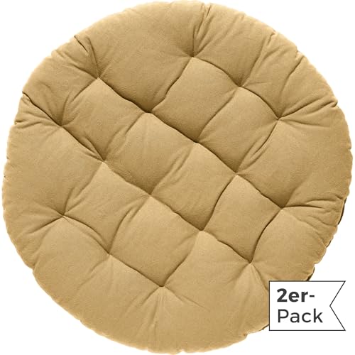 REDBEST Stuhlkissen, Stuhlauflage, Sitzkissen Uni 2er-Pack beige Größe 37 Ø - gesteppt, mit glatten, strapazierstarkem Gewebe (weitere Farben) von REDBEST
