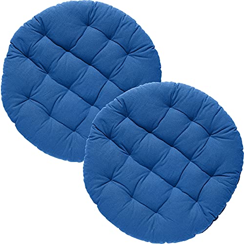 REDBEST Stuhlkissen, Stuhlauflage, Sitzkissen Uni 2er-Pack blau, Größe rund: 37 cm Ø - gesteppt, mit glatten, strapazierstarkem Gewebe (weitere Farben) von REDBEST