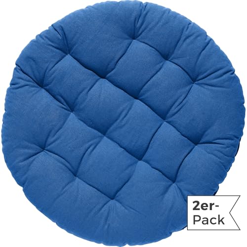 REDBEST Stuhlkissen, Stuhlauflage, Sitzkissen Uni 2er-Pack blau Größe 37 Ø - gesteppt, mit glatten, strapazierstarkem Gewebe (weitere Farben) von REDBEST