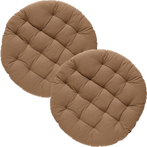 REDBEST Stuhlkissen, Stuhlauflage, Sitzkissen Uni 2er-Pack braun, Größe rund: 37 cm Ø - gesteppt, mit glatten, strapazierstarkem Gewebe (weitere Farben) von REDBEST