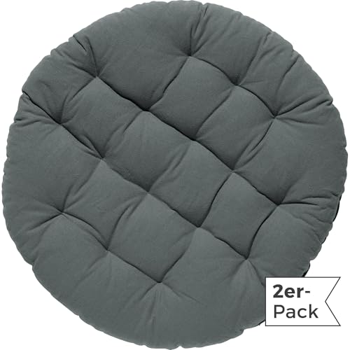 REDBEST Stuhlkissen, Stuhlauflage, Sitzkissen Uni 2er-Pack grau Größe 37 Ø - gesteppt, mit glatten, strapazierstarkem Gewebe (weitere Farben) von REDBEST