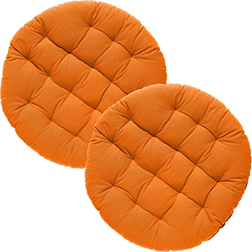 REDBEST Stuhlkissen, Stuhlauflage, Sitzkissen Uni 2er-Pack orange, Größe rund: 37 cm Ø - gesteppt, mit glatten, strapazierstarkem Gewebe (weitere Farben) von REDBEST