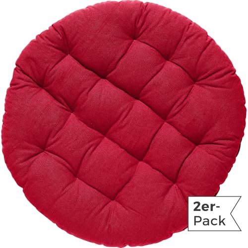 REDBEST Stuhlkissen, Stuhlauflage, Sitzkissen Uni 2er-Pack rot Größe 37 Ø - gesteppt, mit glatten, strapazierstarkem Gewebe (weitere Farben) von REDBEST