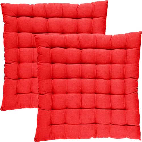 REDBEST Stuhlkissen Tulsa 2er-Pack rot Größe 40x40x3 cm von REDBEST