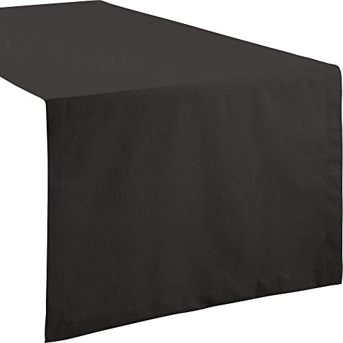 REDBEST Tischdecke, Tischläufer Uni Seattle, 100% Baumwolle - Robustes, glattes Gewebe, mit hochwertigem Kuvertsaum, anthrazit Größe 50x150 cm (weitere Farben, Größen) von REDBEST