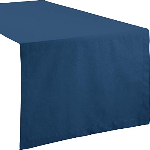 REDBEST Tischdecke, Tischläufer Uni Seattle, 100% Baumwolle - Robustes, glattes Gewebe, mit hochwertigem Kuvertsaum, dunkelblau Größe 40x170 cm (weitere Farben, Größen) von REDBEST