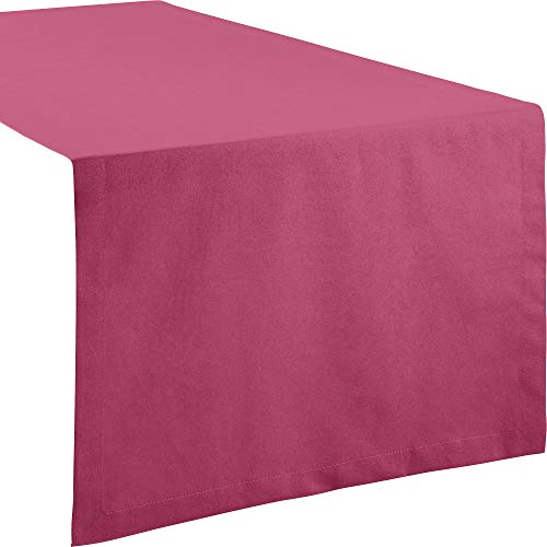 REDBEST Tischdecke, Tischläufer Uni Seattle, 100% Baumwolle Beere Größe 50x150 cm - Robustes, glattes Gewebe, mit hochwertigem Kuvertsaum von REDBEST