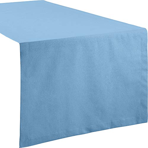 REDBEST Tischdecke, Tischläufer Uni Seattle, 100% Baumwolle - Robustes, glattes Gewebe, mit hochwertigem Kuvertsaum, hellblau Größe 50x150 cm (weitere Farben, Größen) von REDBEST